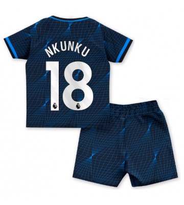 Chelsea Christopher Nkunku #18 Segunda Equipación Niños 2023-24 Manga Corta (+ Pantalones cortos)